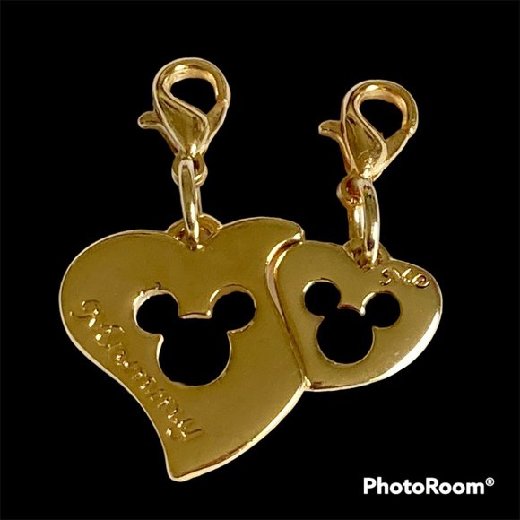 Vintage Mickey Mouse Heart Charm Zipper Pull Purse Clip On Signed Mommy & Me - Picture 2 of 10